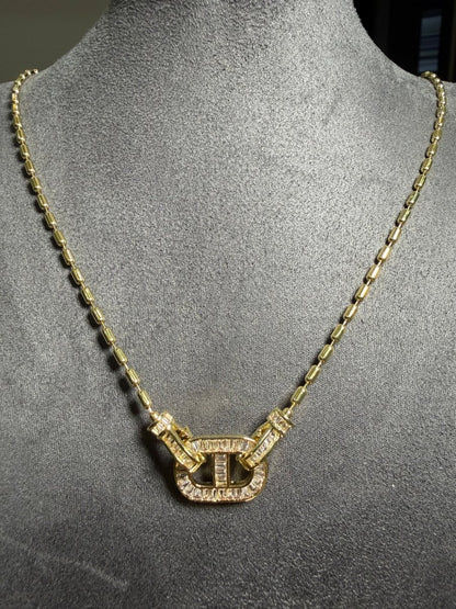 Gold Baget Taşlı Geometrik Kolye - Muas Aksesuar