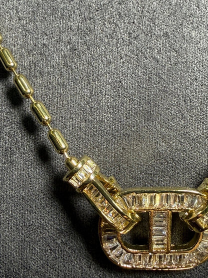 Gold Baget Taşlı Geometrik Kolye - Muas Aksesuar