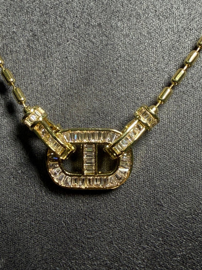 Gold Baget Taşlı Geometrik Kolye - Muas Aksesuar