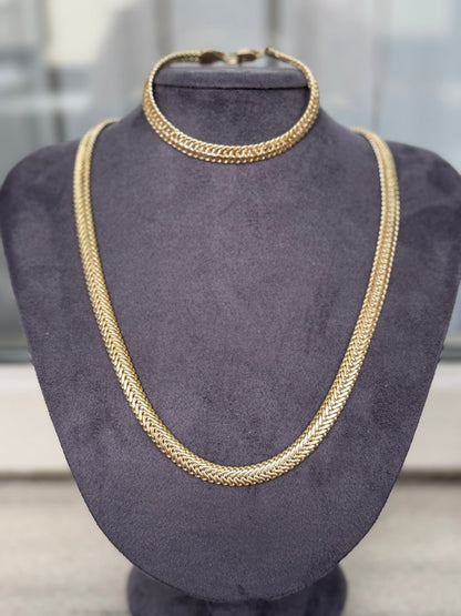 Gold Balık Sırtı Kolye ve Bileklik Set - Muas Aksesuar