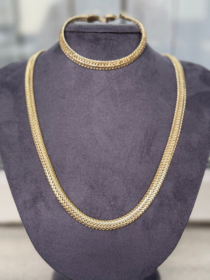 Gold Balık Sırtı Kolye ve Bileklik Set - Muas Aksesuar
