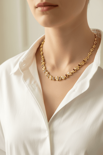 Gold Bordo Taşlı Damla Kolye - Muas Aksesuar