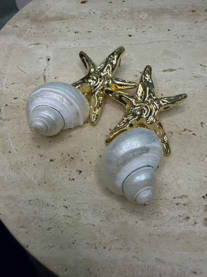 Gold Deniz Kabuğu Küpe - Muas Aksesuar