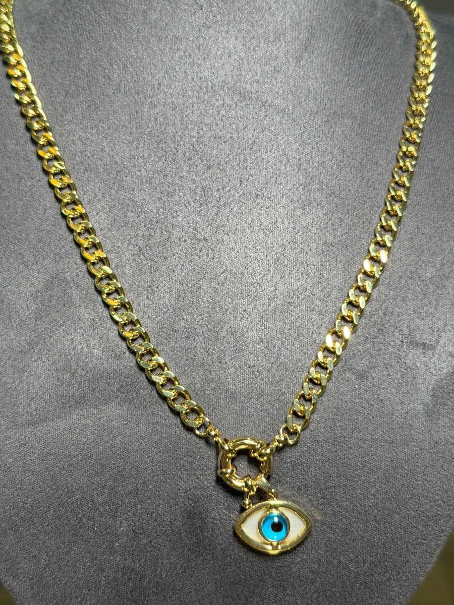 Gold Göz Charm Gurmet Zincir Kolye - Muas Aksesuar