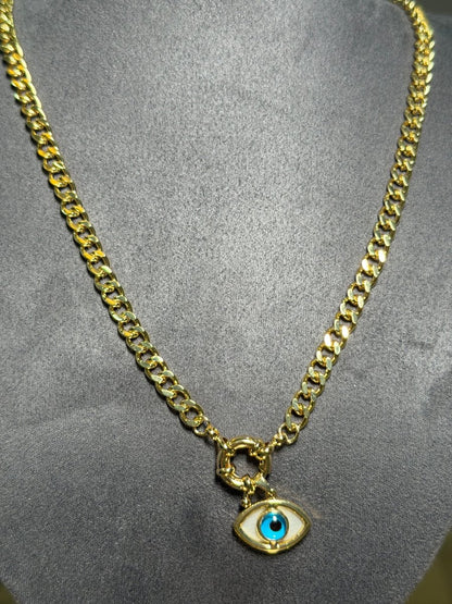 Gold Göz Charm Gurmet Zincir Kolye - Muas Aksesuar