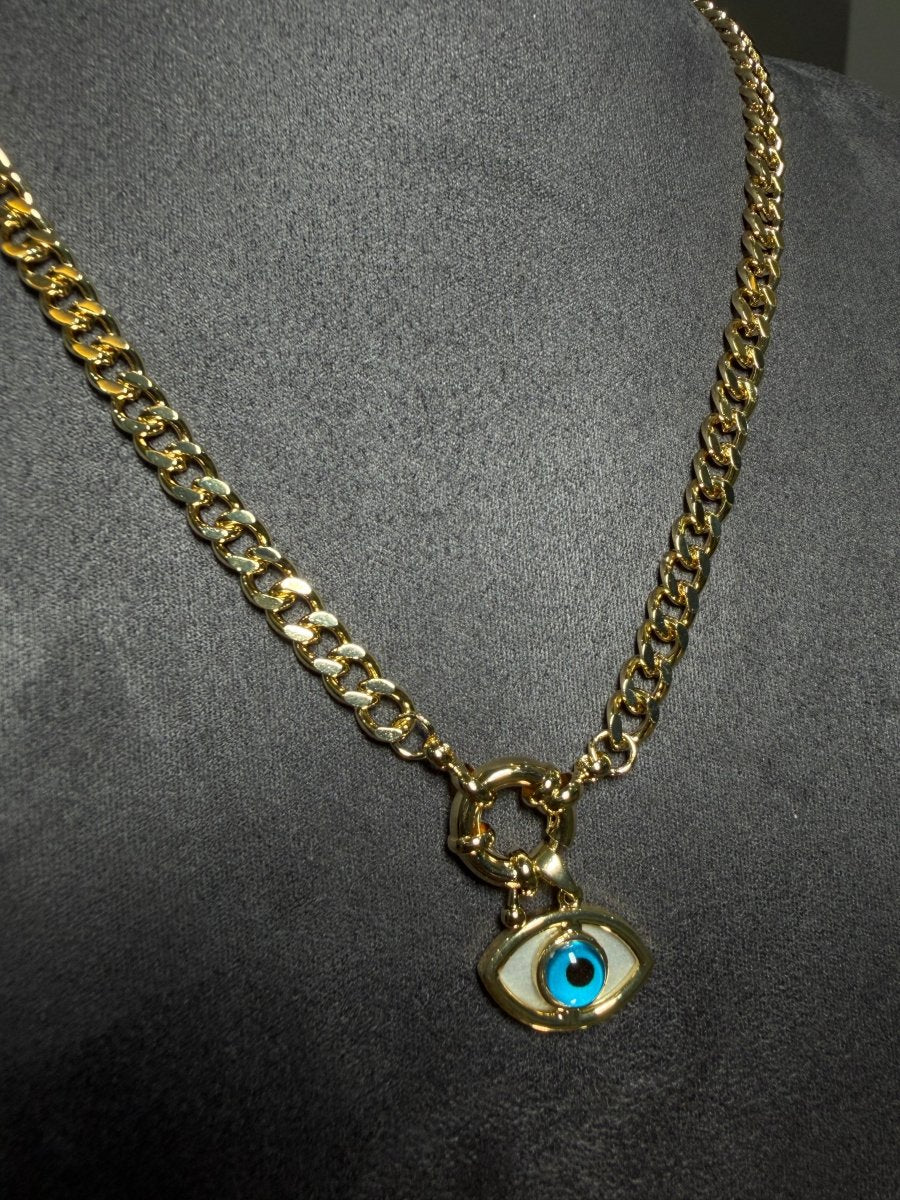 Gold Göz Charm Gurmet Zincir Kolye - Muas Aksesuar
