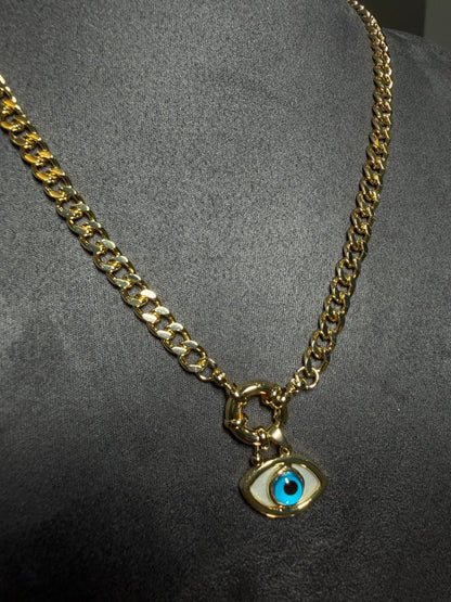 Gold Göz Charm Gurmet Zincir Kolye - Muas Aksesuar