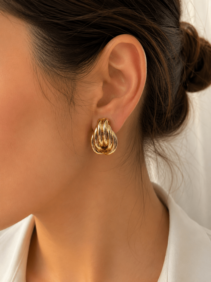 Gold Juliet Küpe - Muas Aksesuar