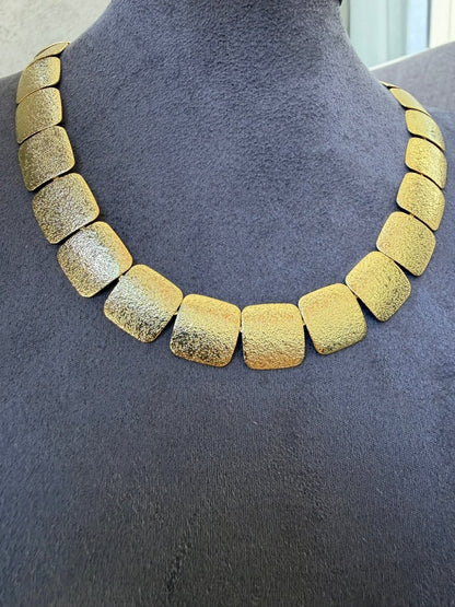 Gold Kare Büyük Pul Kolye - Muas Aksesuar