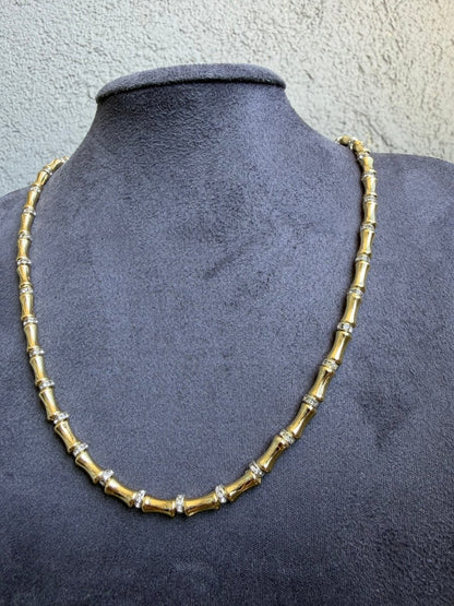 Gold Kemik Mini Taşlı Kolye - Muas Aksesuar