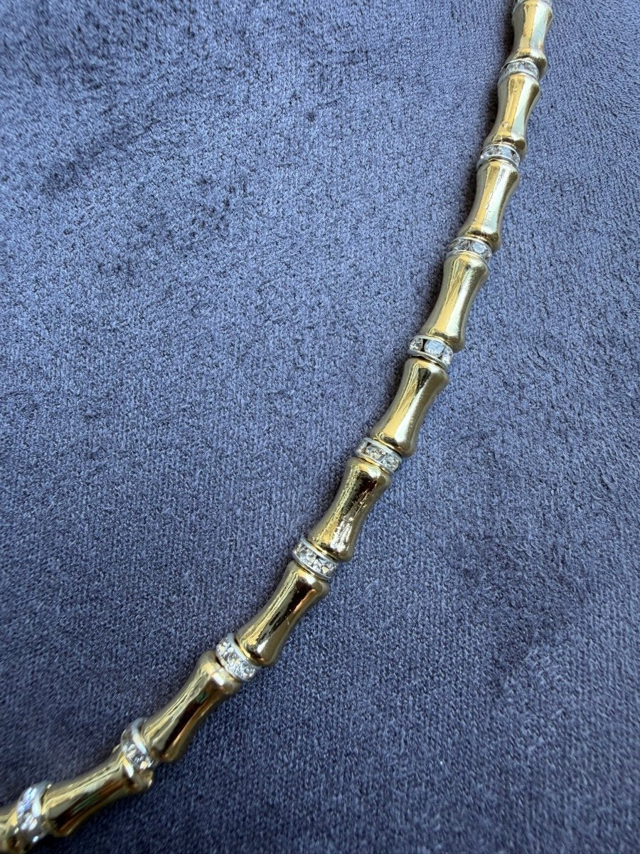 Gold Kemik Mini Taşlı Kolye - Muas Aksesuar