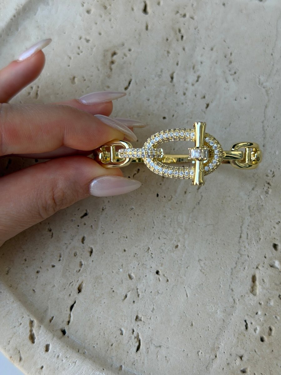 Gold Luna Kilit Kelepçe - Muas Aksesuar