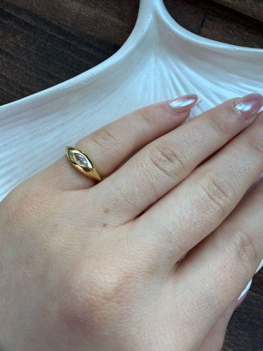 Gold Markiz Kesim Serçe Parmak Yüzüğü - Muas Aksesuar