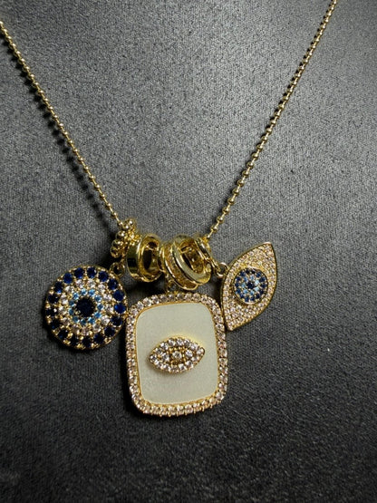 Gold Mavi Tılsım Kolye - Muas Aksesuar
