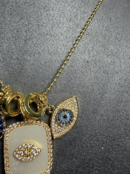Gold Mavi Tılsım Kolye - Muas Aksesuar