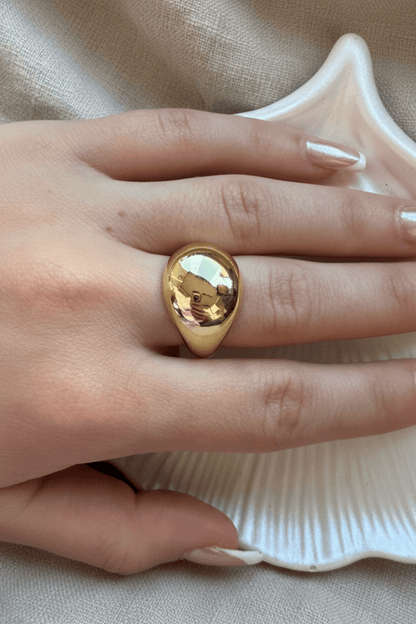 Gold Oval Ayna Yüzük - Muas Aksesuar