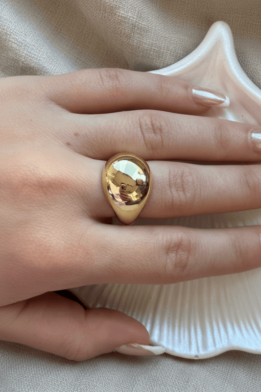 Gold Oval Ayna Yüzük - Muas Aksesuar