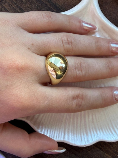 Gold Oval Ayna Yüzük - Muas Aksesuar