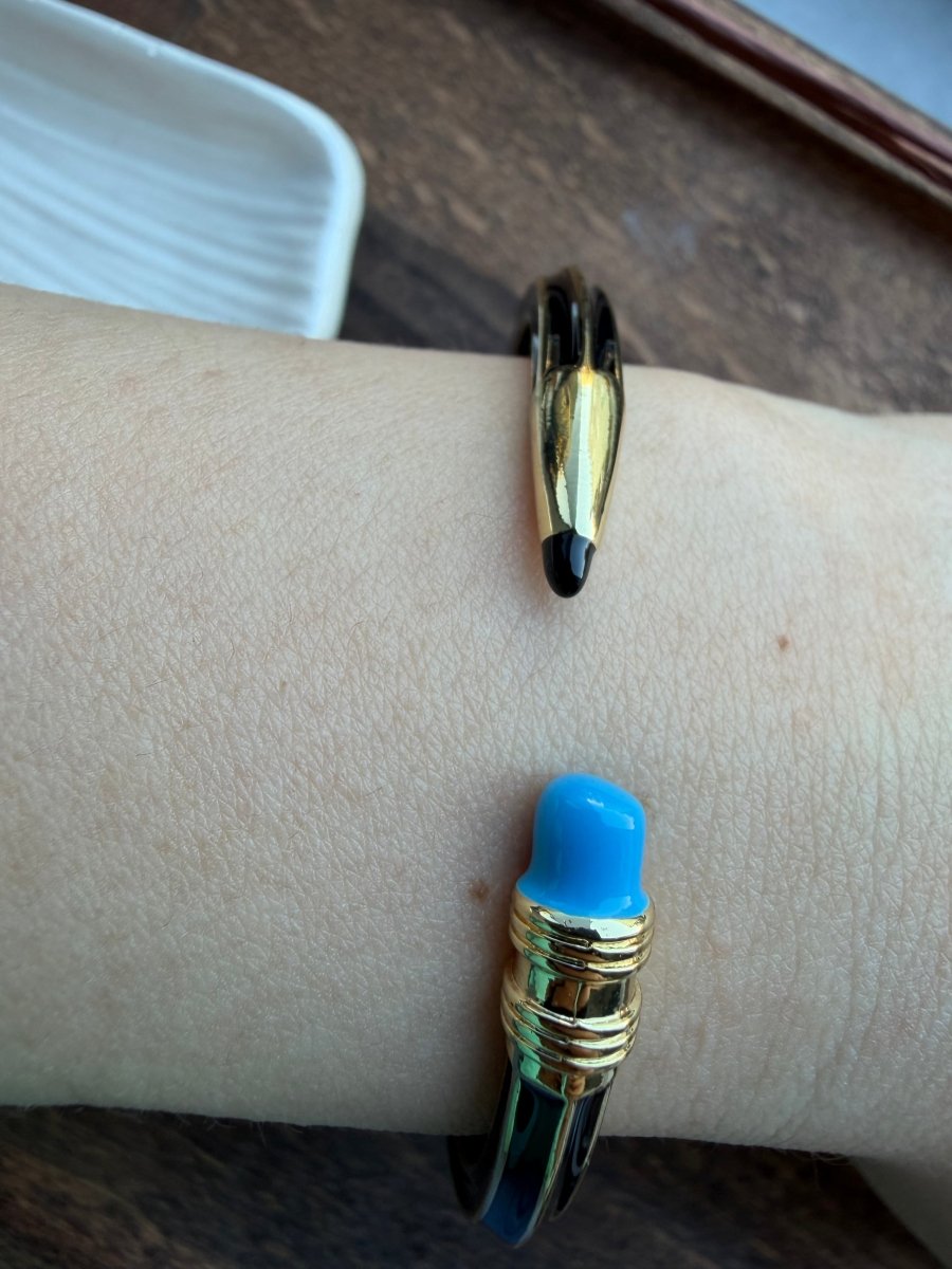 Gold Siyah Kalem Kelepçe - Muas Aksesuar