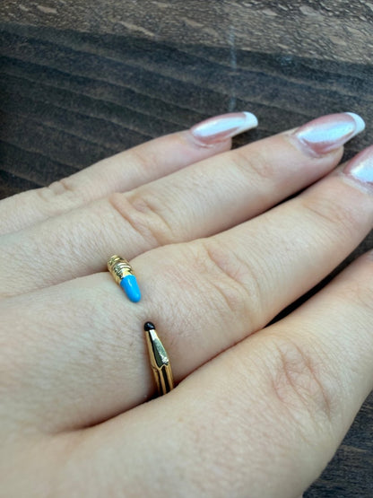 Gold Siyah Kalem Yüzük - Muas Aksesuar