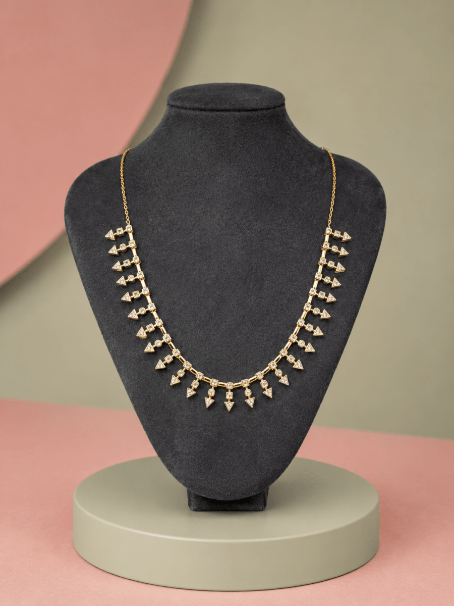 Gold Taşlı Aura Kolye - Muas Aksesuar