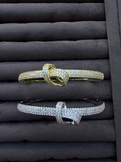 Gold Taşlı Düğüm Kelepçe Bileklik - Muas Aksesuar