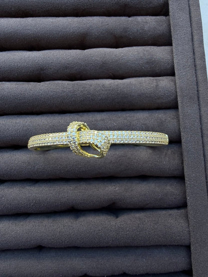 Gold Taşlı Düğüm Kelepçe Bileklik - Muas Aksesuar