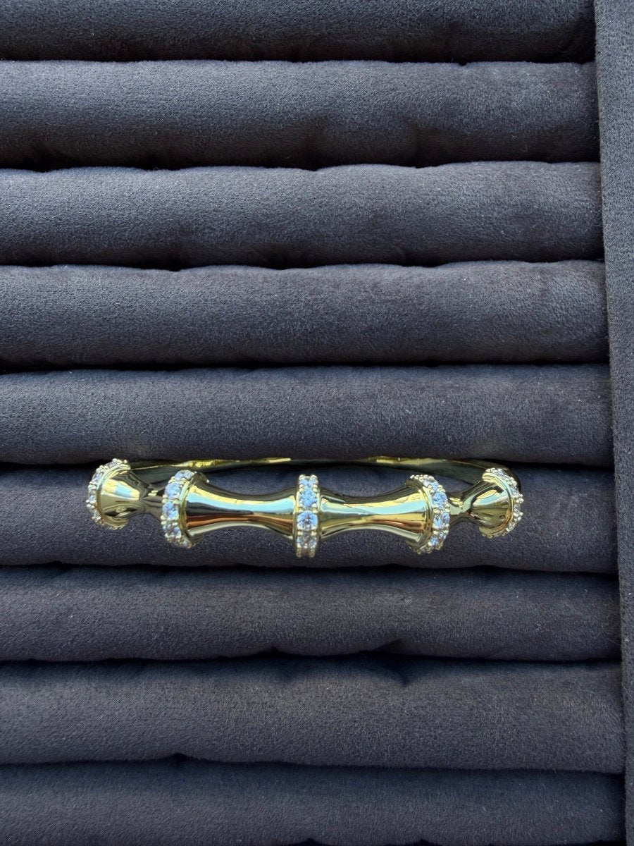 Gold Taşlı Kemik Kelepçe Bileklik - Muas Aksesuar