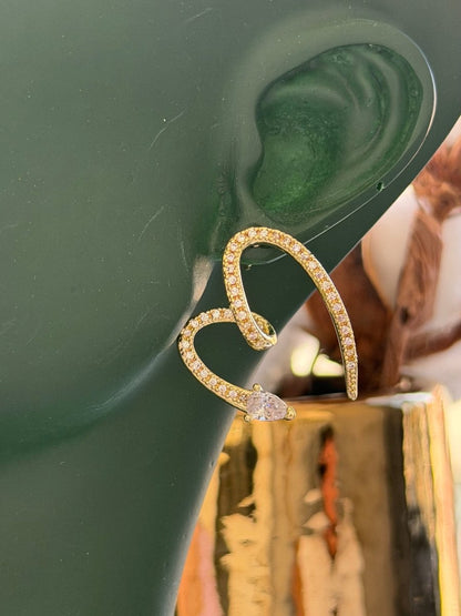 Gold Taşlı Love Küpe - Muas Aksesuar