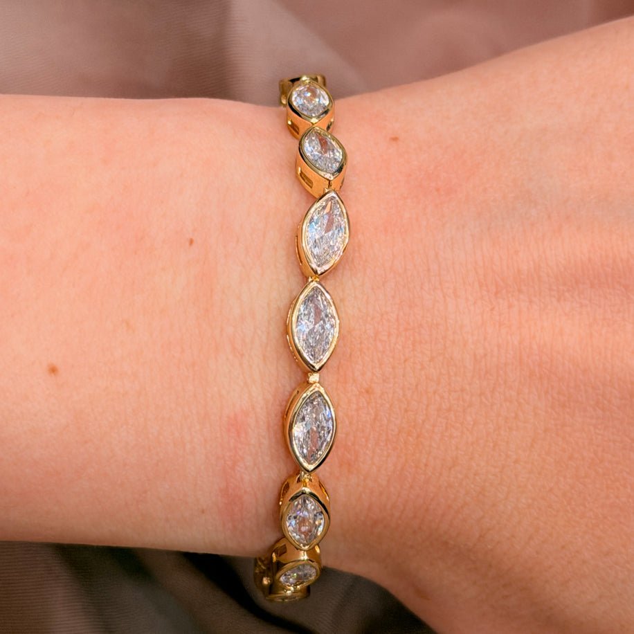 Gold Taşlı Markız Göz Bileklik - Muas Aksesuar