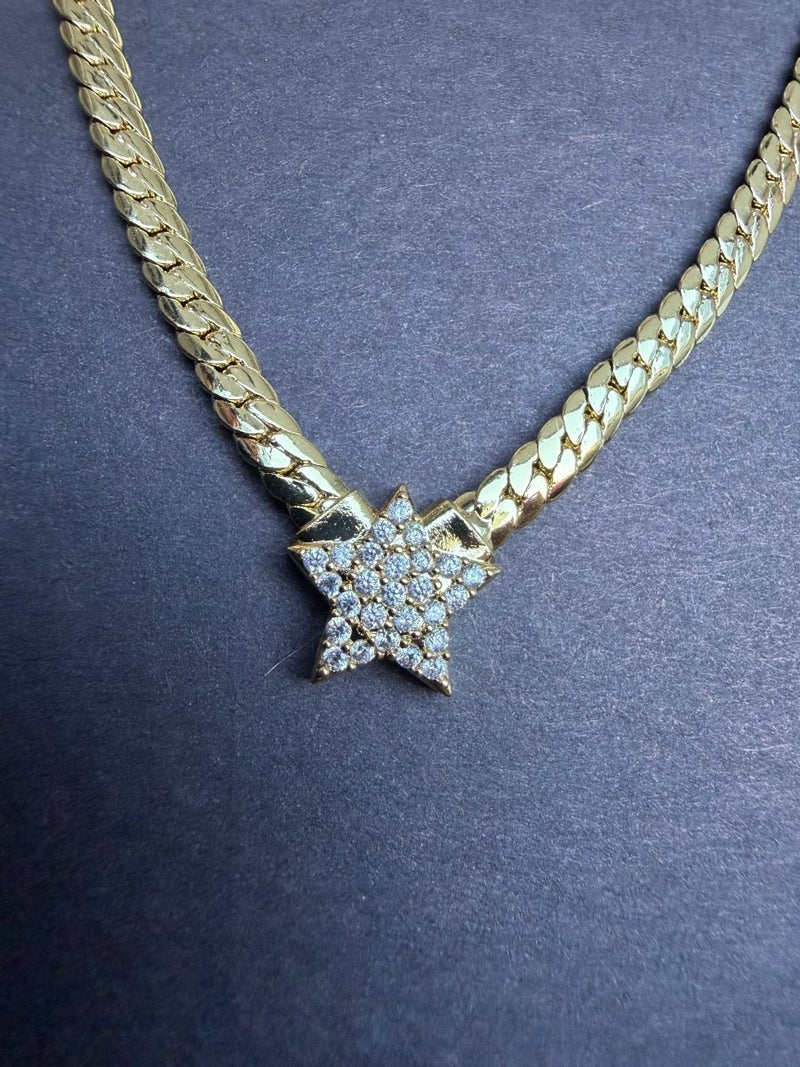 Gold Taşlı Örme Zincirli Kolye - Muas Aksesuar
