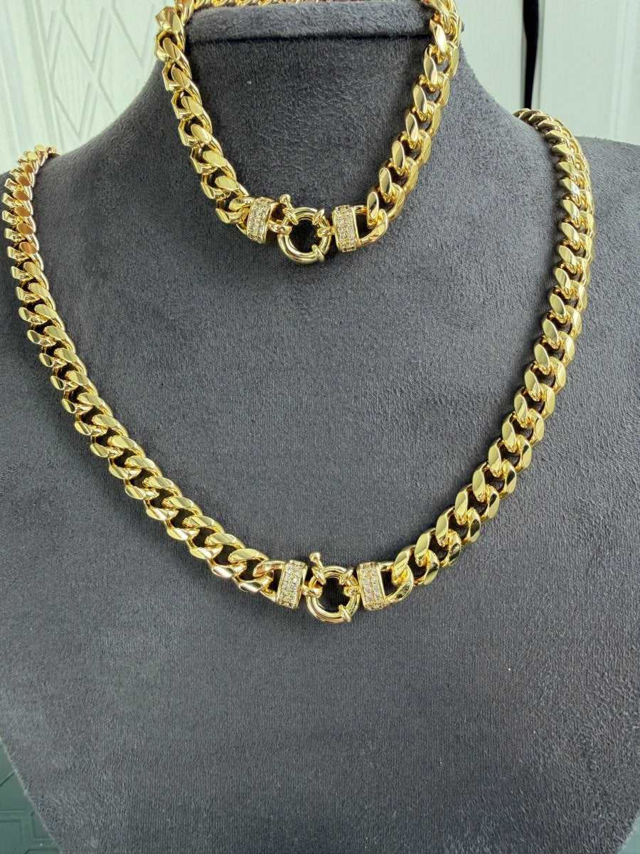 Gold Taşlı Tasarım Gurmet Kolye & Bileklik Set - Muas Aksesuar