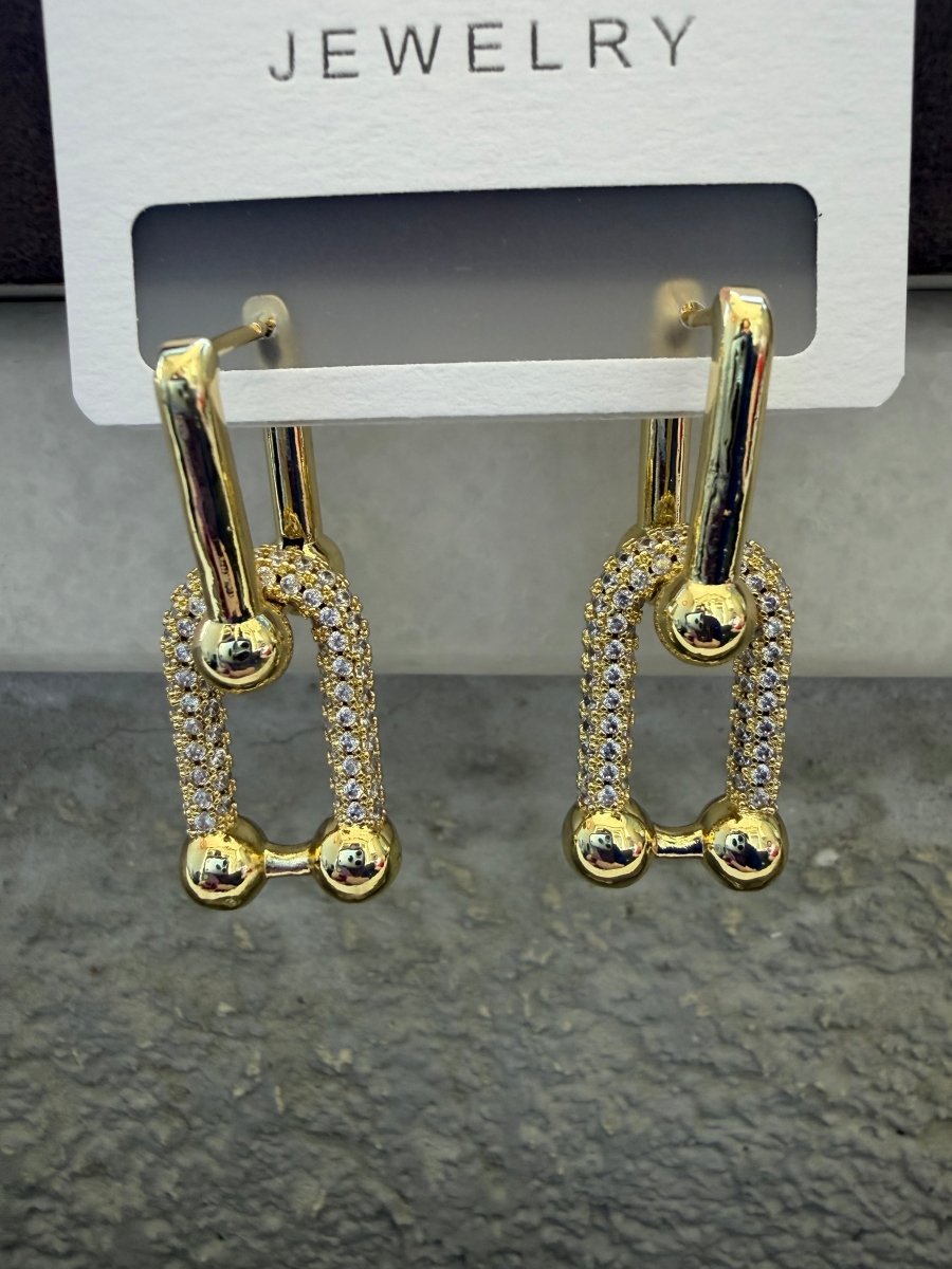Gold Taşlı Tiff Küpe - Muas Aksesuar