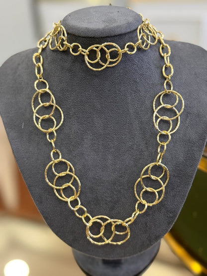 Gold Yaldızlı Halka Kolye & Bileklik Set - Muas Aksesuar