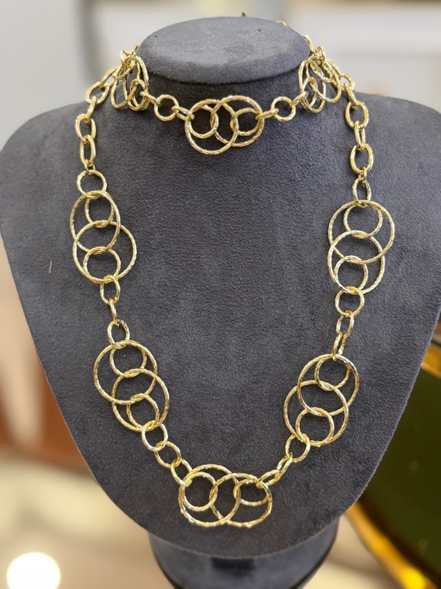 Gold Yaldızlı Halka Kolye & Bileklik Set - Muas Aksesuar