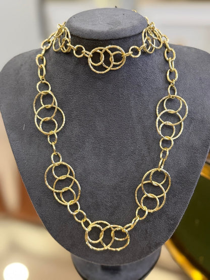 Gold Yaldızlı Halka Kolye & Bileklik Set - Muas Aksesuar