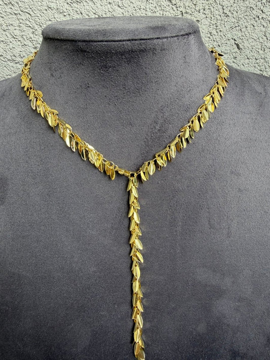 Gold Yaprak Pul Y Kolye - Muas Aksesuar