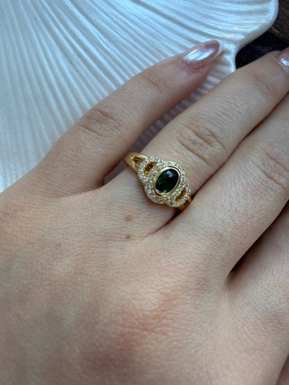 Gold Yeşil Taşlı Hürrem Yüzük - Muas Aksesuar