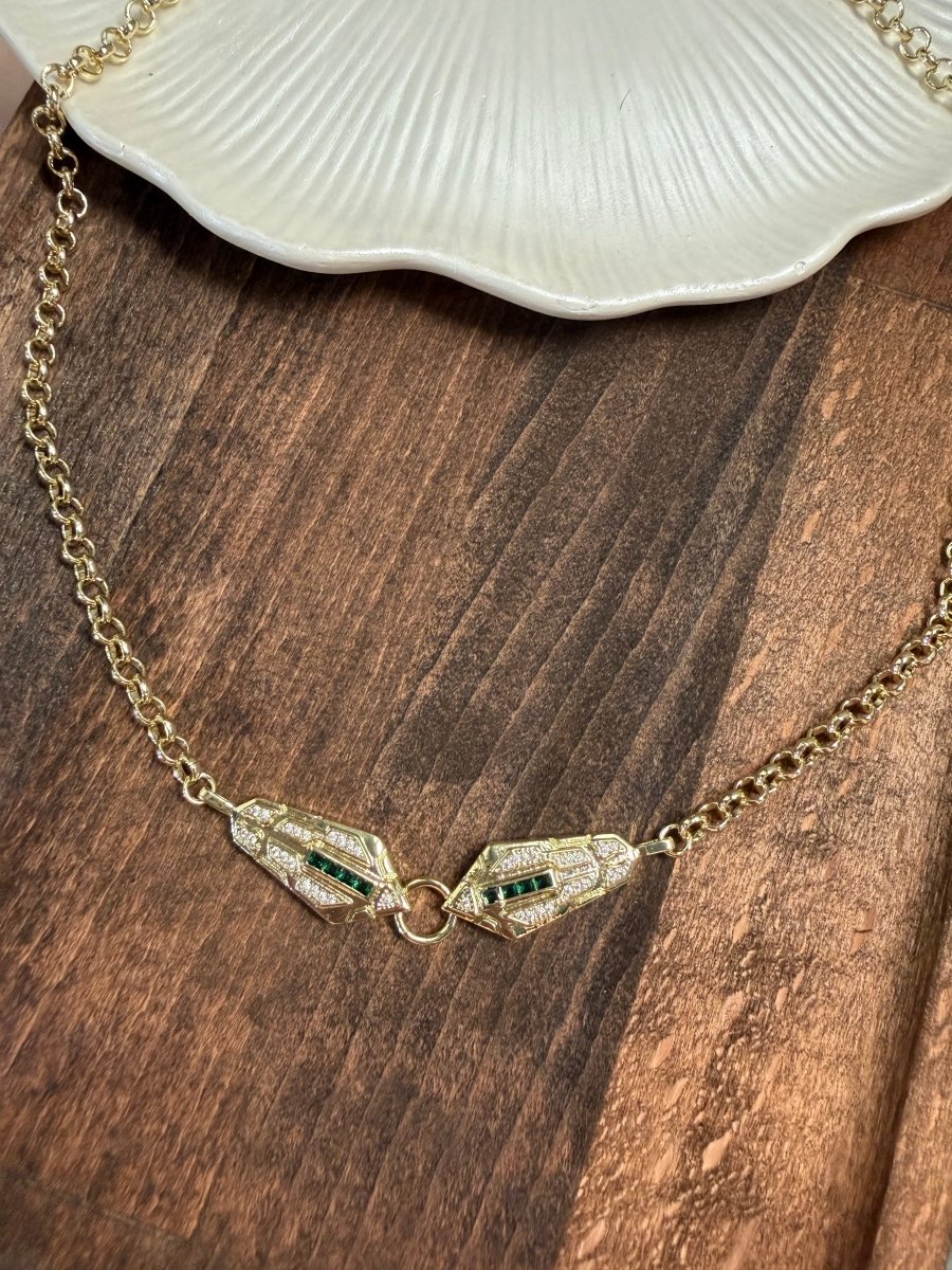 Gold Yeşil Taşlı Serenay Kolye - Muas Aksesuar