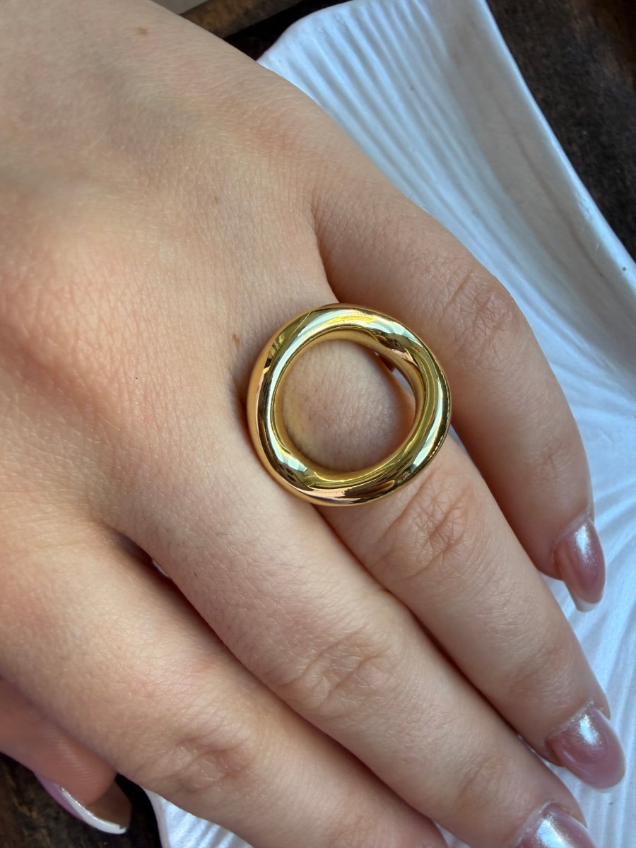 Gold Yuvarlak O Yüzük - Muas Aksesuar