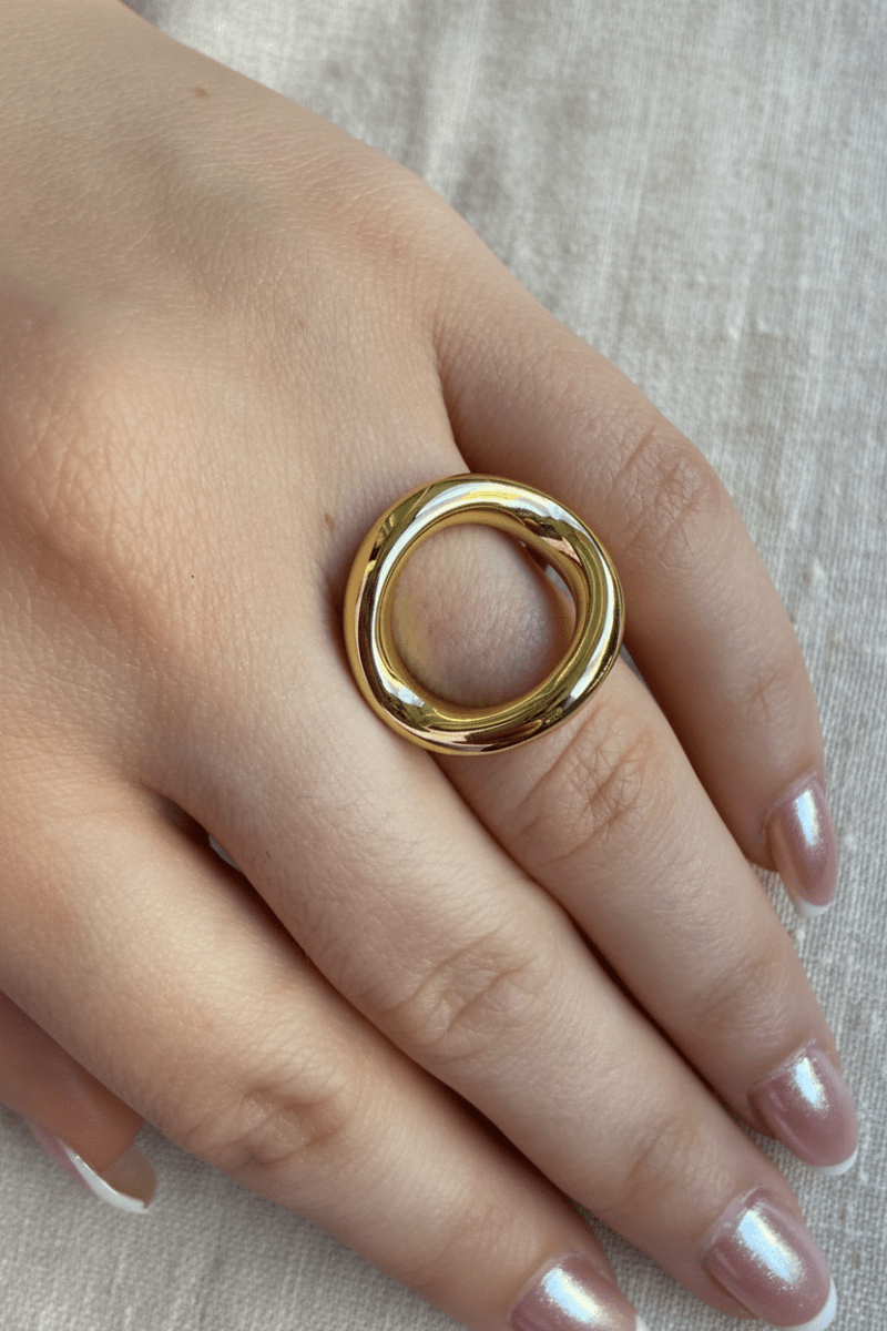 Gold Yuvarlak O Yüzük - Muas Aksesuar