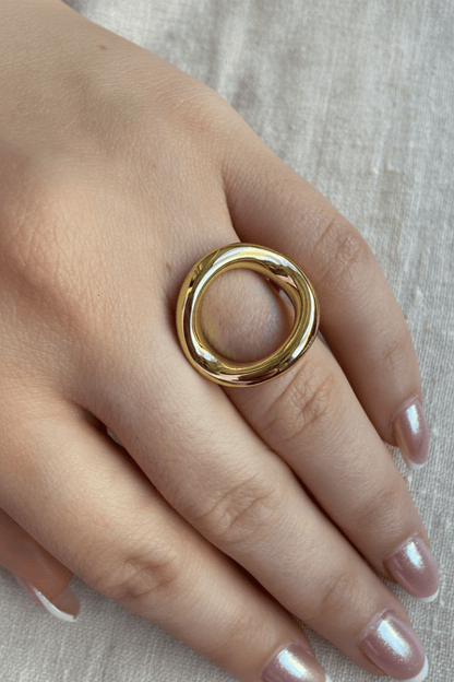 Gold Yuvarlak O Yüzük - Muas Aksesuar