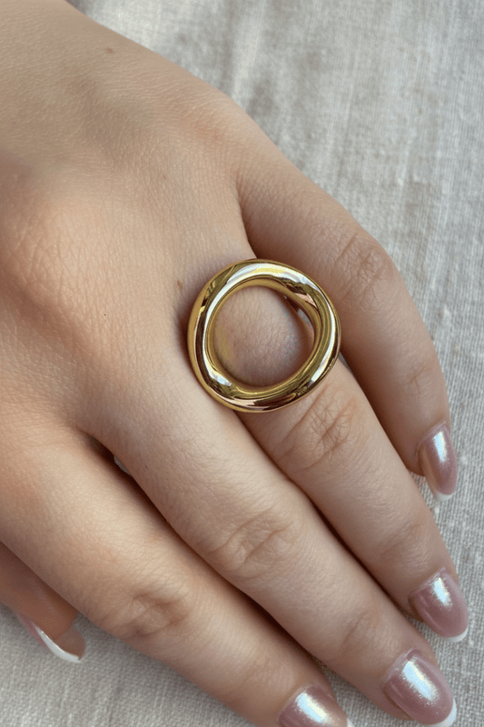 Gold Yuvarlak O Yüzük - Muas Aksesuar