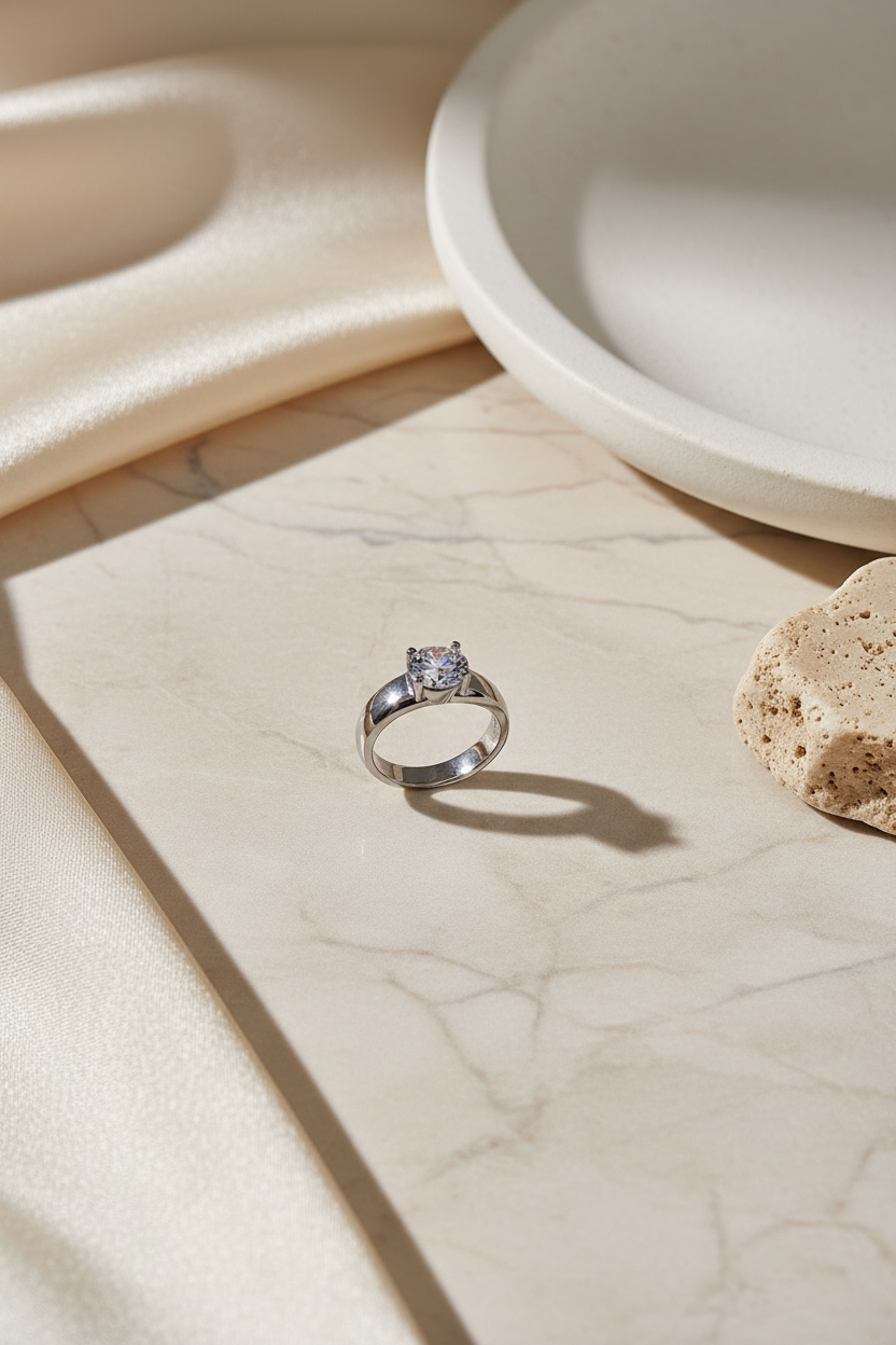 Silver Tek Taş Dua – Flatlay
