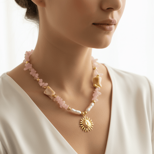 Pembe Güneş Kolye - Muas Aksesuar