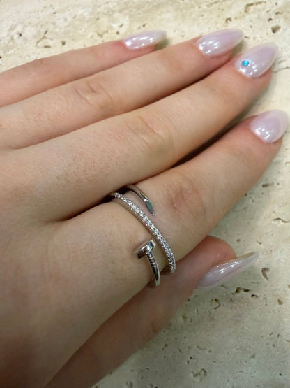 Silver Taşlı 3’lü Çivi Yüzük - Muas Aksesuar