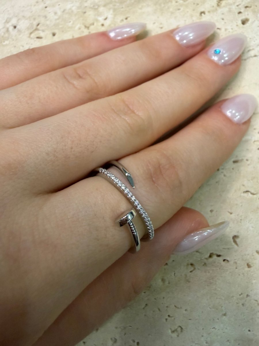 Silver Taşlı 3’lü Çivi Yüzük - Muas Aksesuar