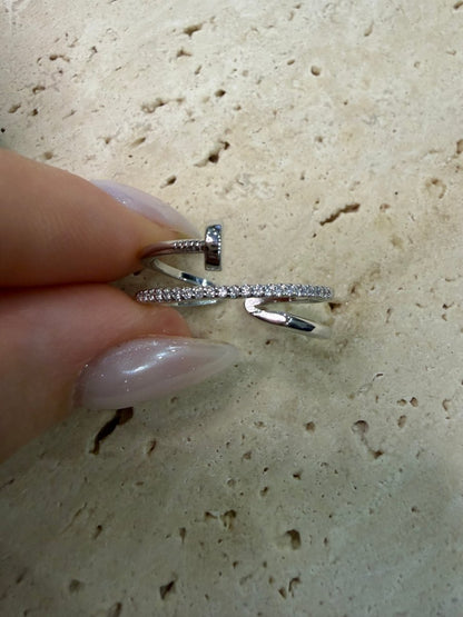 Silver Taşlı 3’lü Çivi Yüzük - Muas Aksesuar