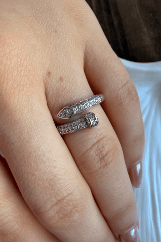 Silver Taşlı Çivi Yüzük - Muas Aksesuar